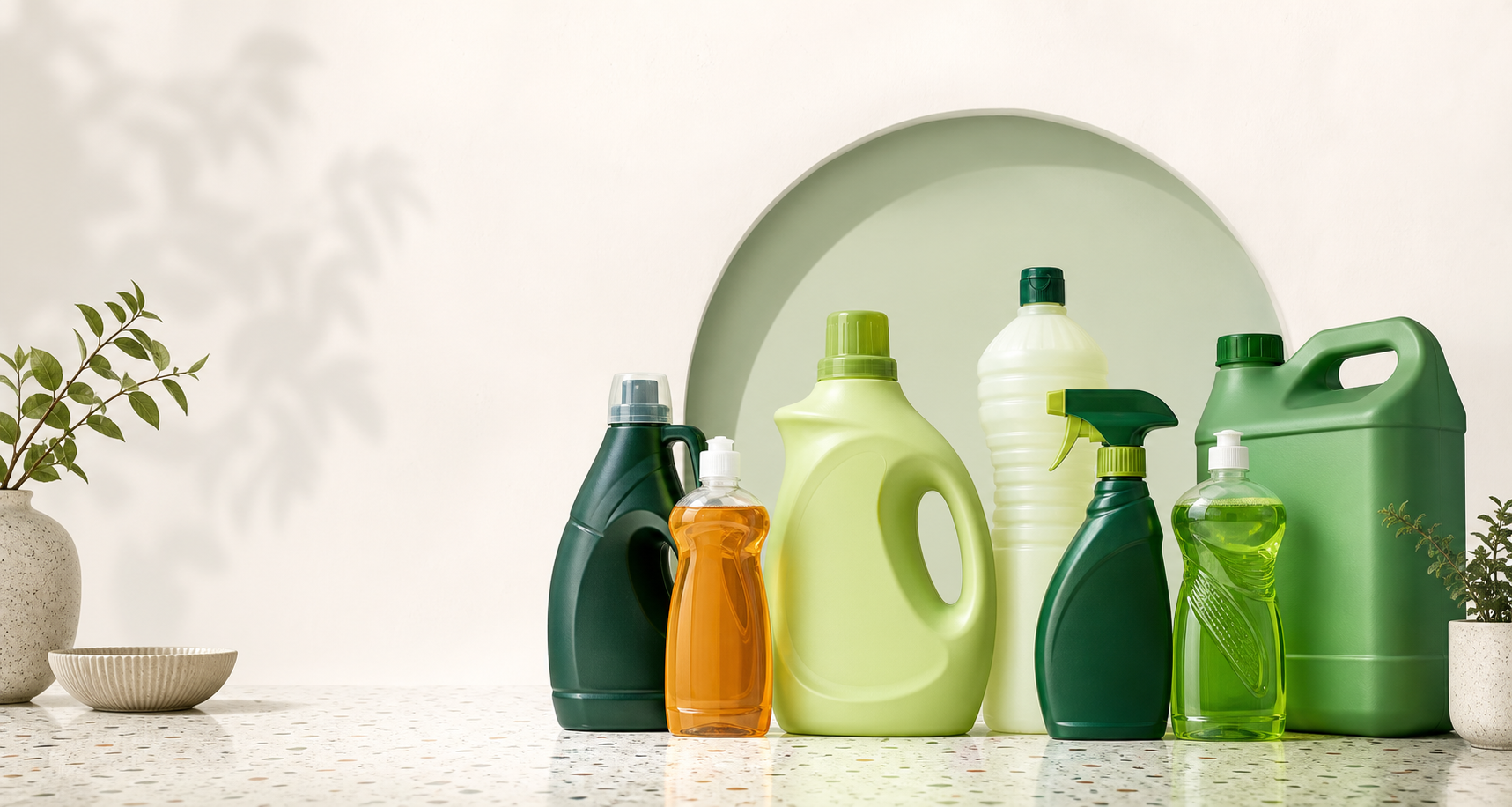 Cleaning product bottles for phenyl, detergent and tiles cleaner